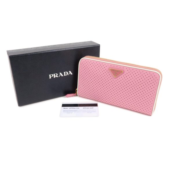 37884 17 12 Prada Saffiano Long Wallet Pink White