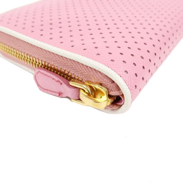 37884 17 4 Prada Saffiano Long Wallet Pink White