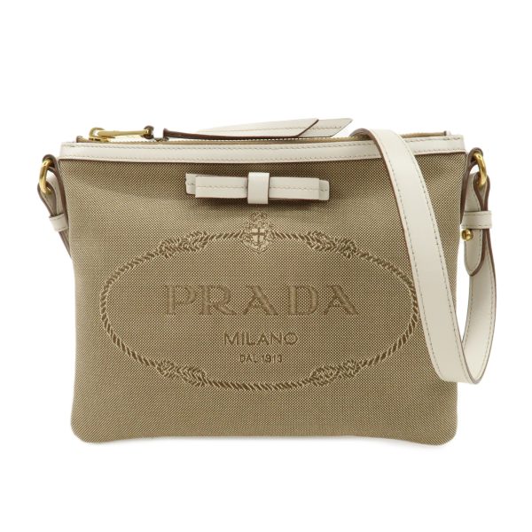 37891 3 1 Prada Jacquard Shoulder Bag Beige White