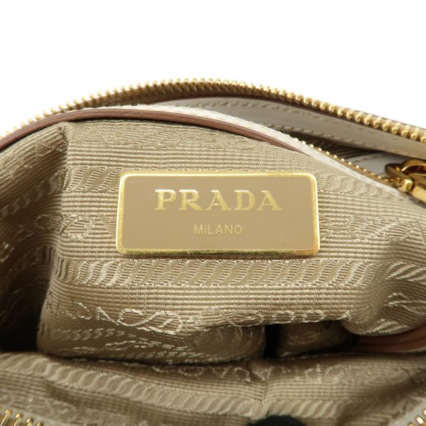 37891 3 11 Prada Jacquard Shoulder Bag Beige White