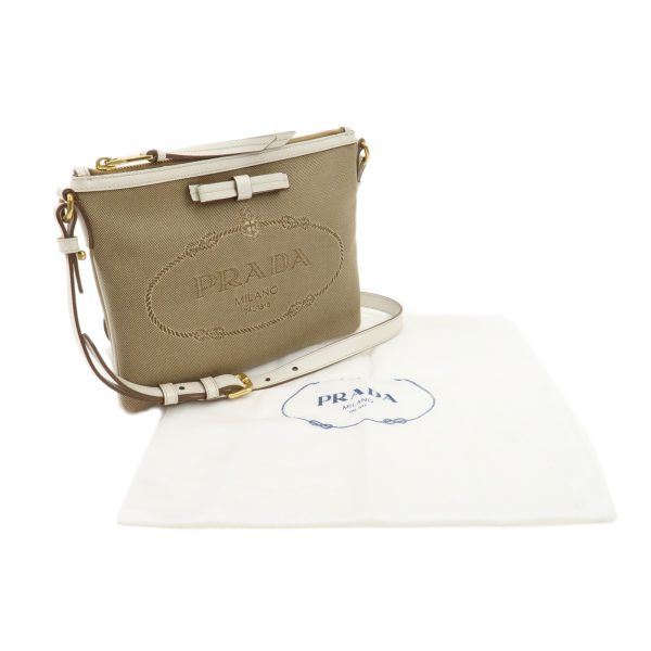 37891 3 12 Prada Jacquard Shoulder Bag Beige White