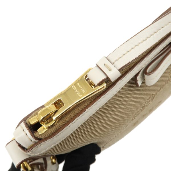 37891 3 9 Prada Jacquard Shoulder Bag Beige White