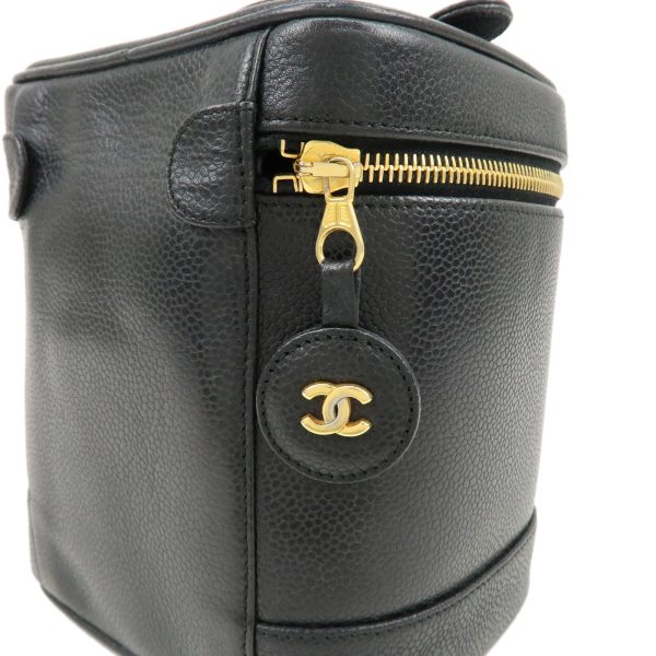 37892 8 6 Chanel Vanity Bag Caviar Skin Pouch Black