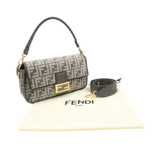 37894 5 12 Fendi Zucca Chenille 2Way Bucket Bag Black