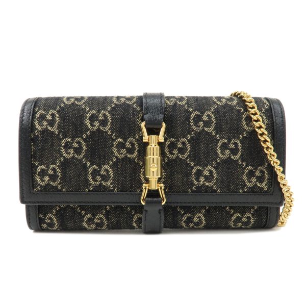 37903 7 1 Gucci Jackie GG Denim Chain Wallet Black