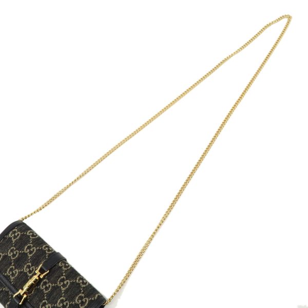 37903 7 4 Gucci Jackie GG Denim Chain Wallet Black