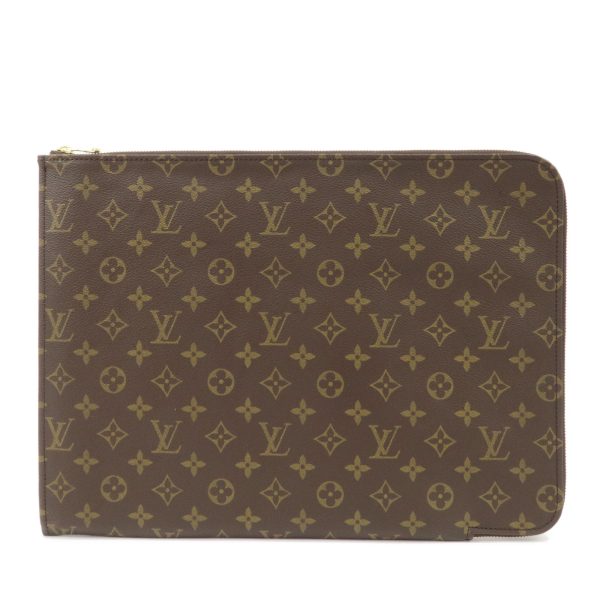 37919 2 1 Louis Vuitton Poche Document Monogram Clutch Bag Brown