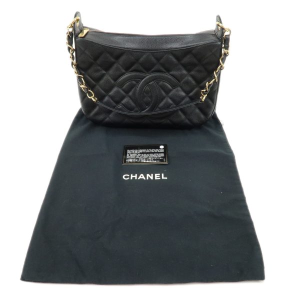 37935 18 12 Chanel Chain Shoulder Bag Caviar Skin Black