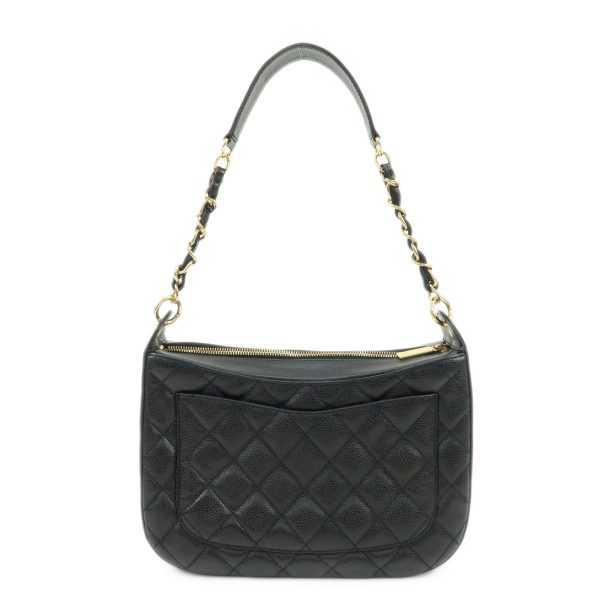 37935 18 2 Chanel Chain Shoulder Bag Caviar Skin Black