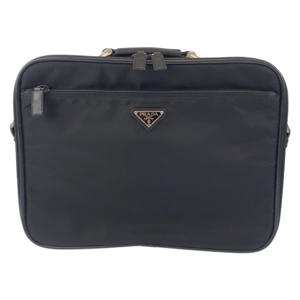 406092 2 PRADA Tessuto triangle black nylon briefcase 2WAY Bag