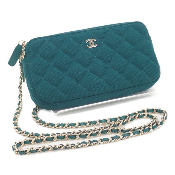 433574 01 CHANEL Chain Wallet Green