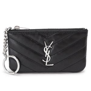 438386 cwu02 1000 Saint Laurent Paris Wallet Trifold Mini Quilted Monogram Black