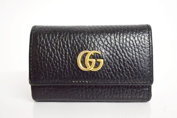 456118 Gucci GG Marmont Key Case Black