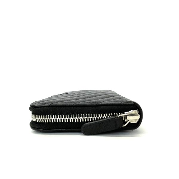 46936 6 CHANEL Caviar Skin Chevron V Stitch Long Wallet Black