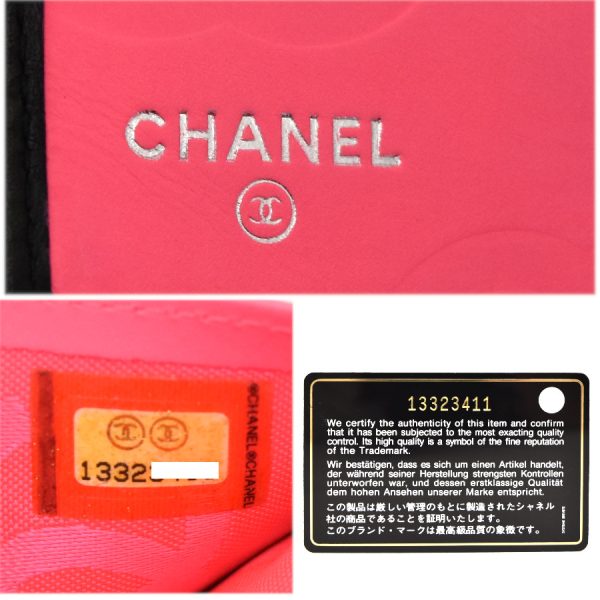 5000066884100393 9 CHANEL Long Wallet Cambon Line CocoMark Black Pink