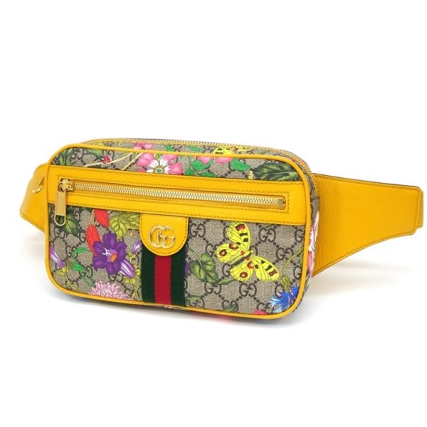 55744 1 GUCCI Waist Body Bag Ophidia Flora Flower Butterfly Yellow