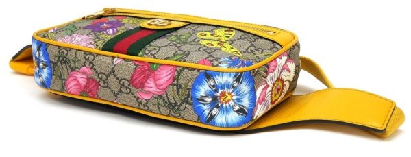 55744 3 GUCCI Waist Body Bag Ophidia Flora Flower Butterfly Yellow