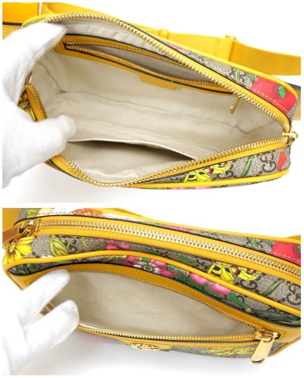 55744 4 GUCCI Waist Body Bag Ophidia Flora Flower Butterfly Yellow