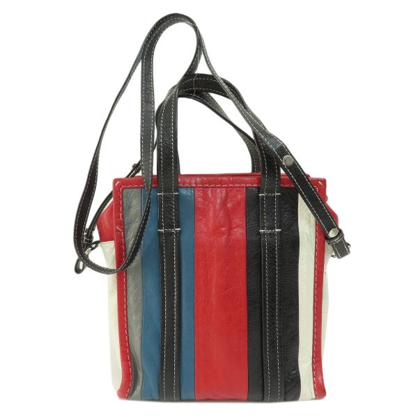 56119148 2 Balenciaga Bazaar Stripe 2WAY Handbag Leather