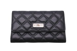 59036 d1 Salvatore Ferragamo Gancini Handle Square Embossed Handbag Black