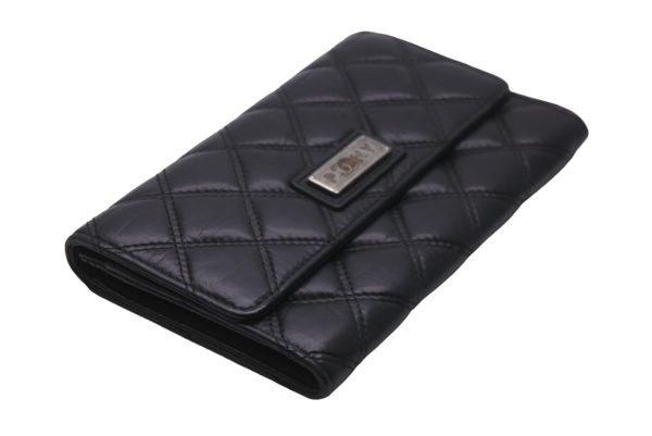 59036 d3 CHANEL Long Wallet Matelasse Calfskin Black 59036