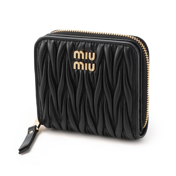 5ml522 2fpp02 Miu Miu Wallet coin black MATELASSE