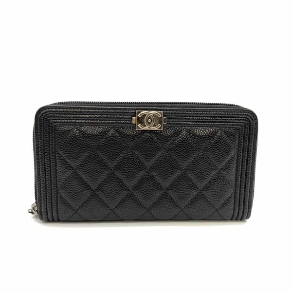 6 cha231215 1ta Chanel Wallet Boy Long Wallet Zip Black Antique CocoMark