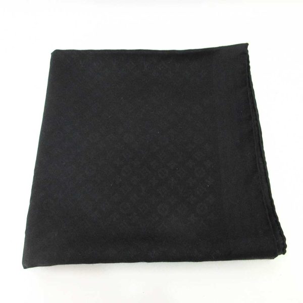 6 lv230307 2ta Louis Vuitton Shawl Evermore Black Monogram Silk Wool M77372