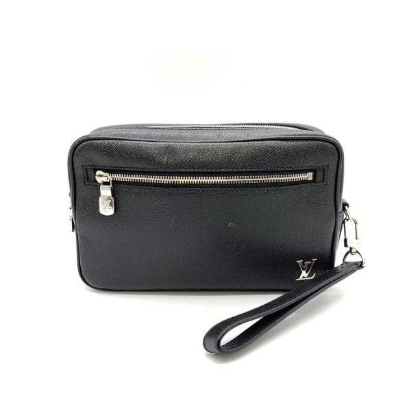 6 lv240209 1ta Louis Vuitton Pochette Casai Ardoise Black Clutch Taiga M30441