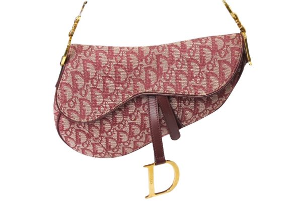 65320 d2 Christian Dior Saddle Bag Trotter Pattern Red