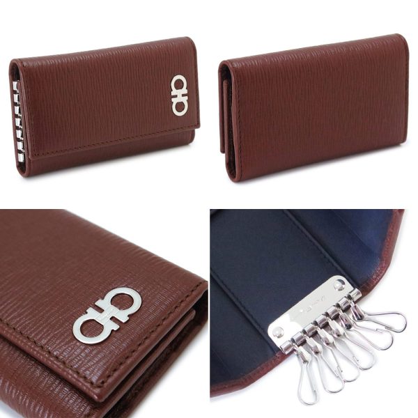 66a603 6 Ferragamo Double Gancini Key Case