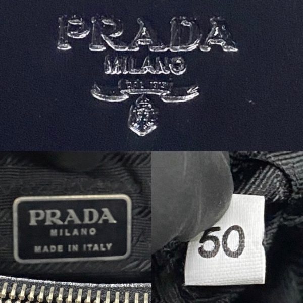 769l768 35010 4 PRADA Engraved Patent Mini Tote Bag Semi Shoulder Bag Black