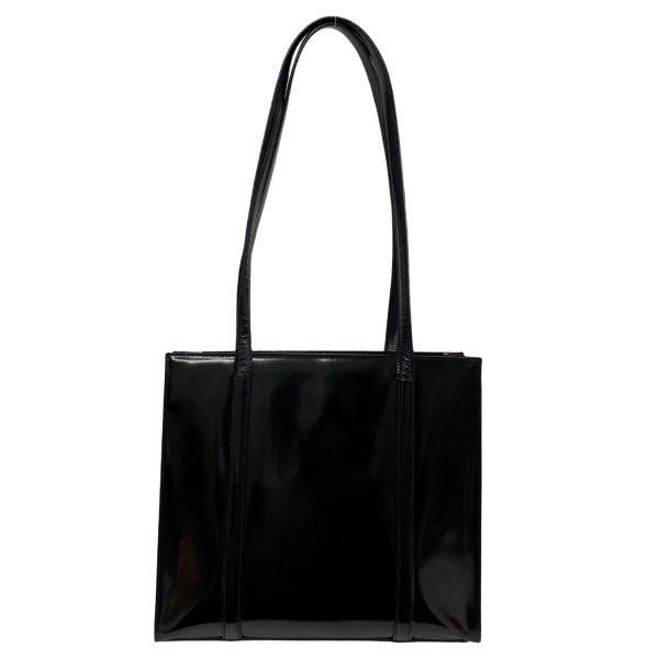 769l768 35010 5 PRADA Engraved Patent Mini Tote Bag Semi Shoulder Bag Black