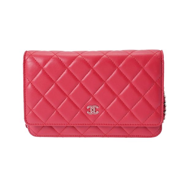 800000116357000 1 CHANEL Matelasse Chain Wallet Pink A33814 Lambskin Chain Wallet