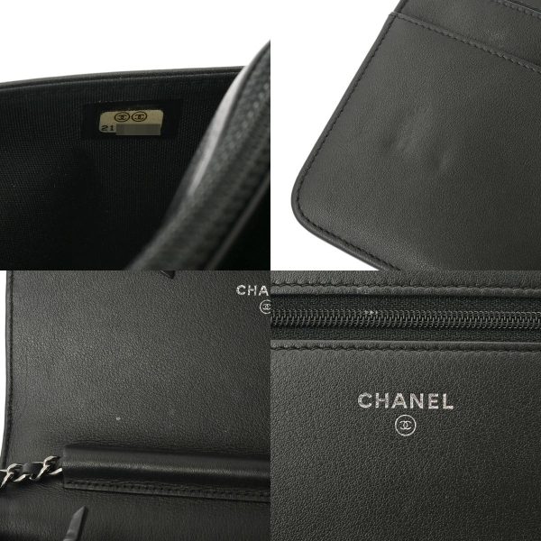 800000122933000 14 c CHANEL Boy Chain Wallet 19cm Shoulder Bag Black