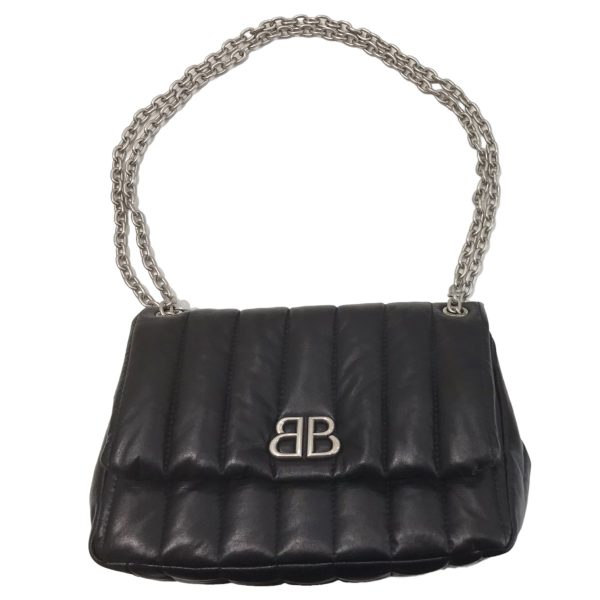 8001000760736 1 BALENCIAGA MONACO BB Quilted Chain Mini Bag Black