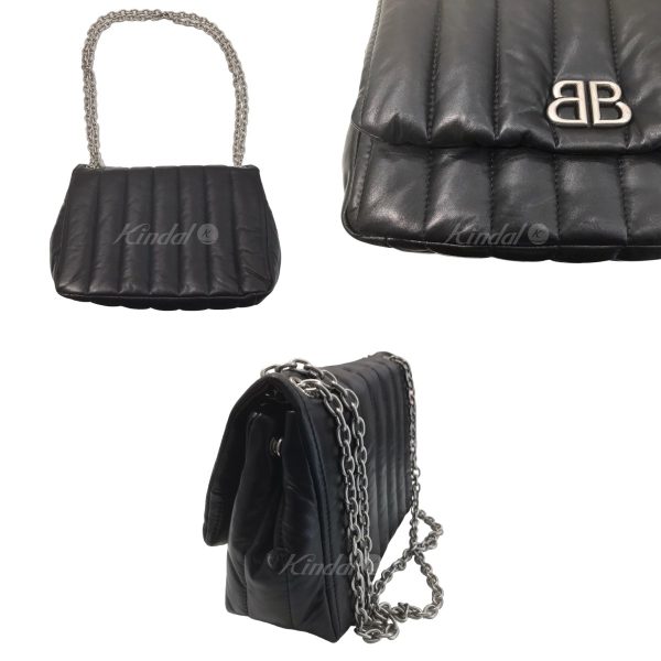 8001000760736 2 BALENCIAGA MONACO BB Quilted Chain Mini Bag Black