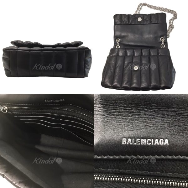 8001000760736 3 BALENCIAGA MONACO BB Quilted Chain Mini Bag Black