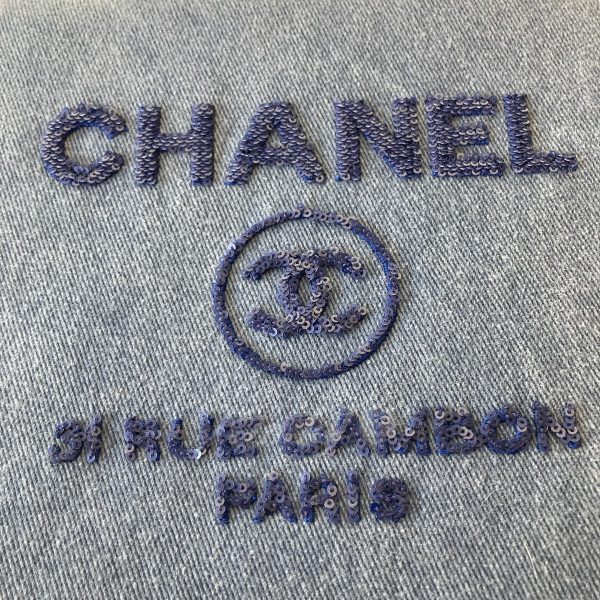 8003001219695 11 CHANEL Deauville line sequin clutch bag indigo