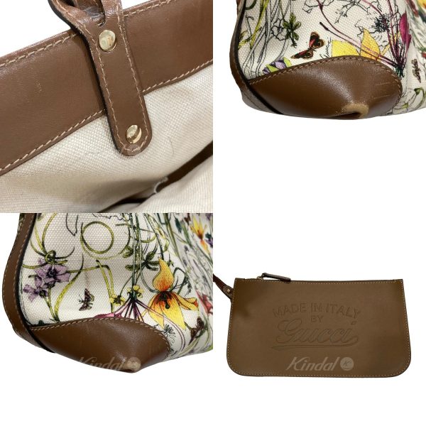 8003001336200 3 GUCCI floral tote pouch White Brown