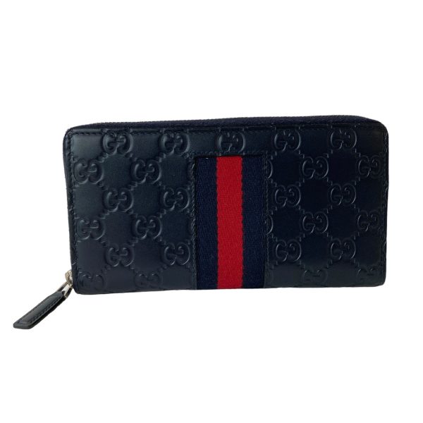 8003001367839 1 GUCCI GG Supreme Web Black Wallet Long Wallet Blue