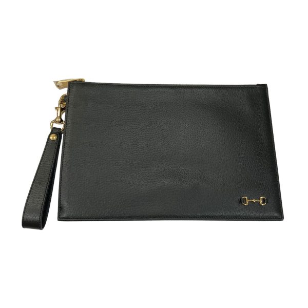 8003001388629 1 GUCCI Horsebit Clutch Bag Black