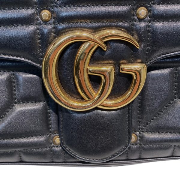 8003001389190 16 GUCCI GG Marmont Studded Chain Shoulder Bag Black