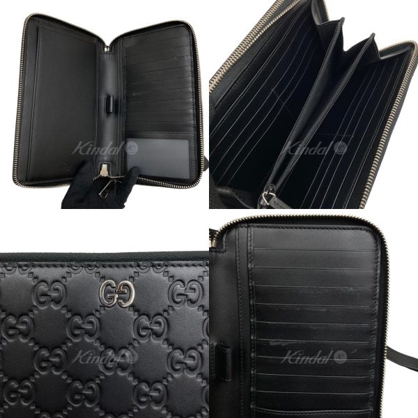 8005001196358 3 GUCCI Signature Double Wallet Black