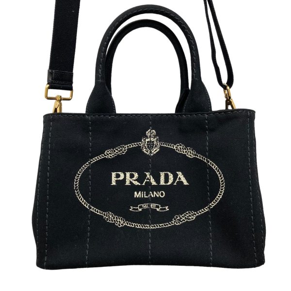 8005001212515 1 PRADA Mini Canapa Denim 2Way Bag Black