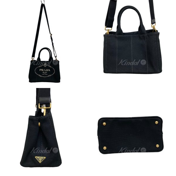 8005001212515 2 PRADA Mini Canapa Denim 2Way Bag Black