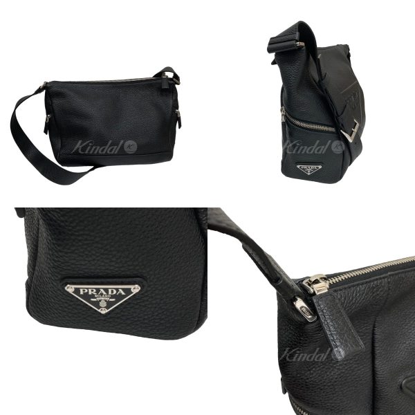 8005001240877 2 PRADA Vitello Dino Shoulder Bag 2VH165 Black