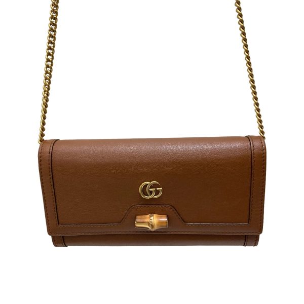 8009001657376 2 GUCCI Chain Wallet Bag Bamboo Brown