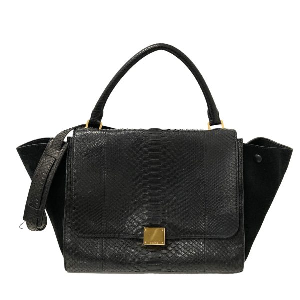 8018000942895 1 CELINE TRAPEZE Python bag black