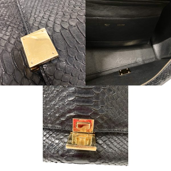 8018000942895 3 CELINE TRAPEZE Python bag black